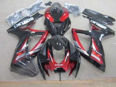2006-2007 Black Red Suzuki GSXR600 Motorcycle Fairing Kits