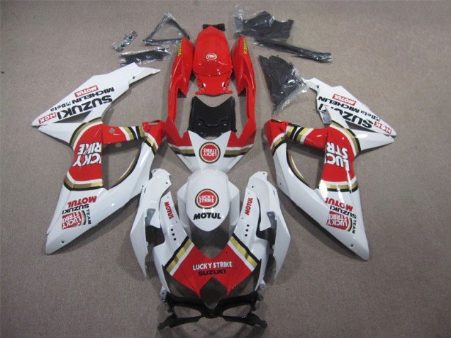 2008-2010 White Lucky Strike Red Motul Suzuki GSXR600 Motorbike Fairing 2008-2010 White Lucky Strike Red Motul Suzuki GSXR600 Motorbike Fairing